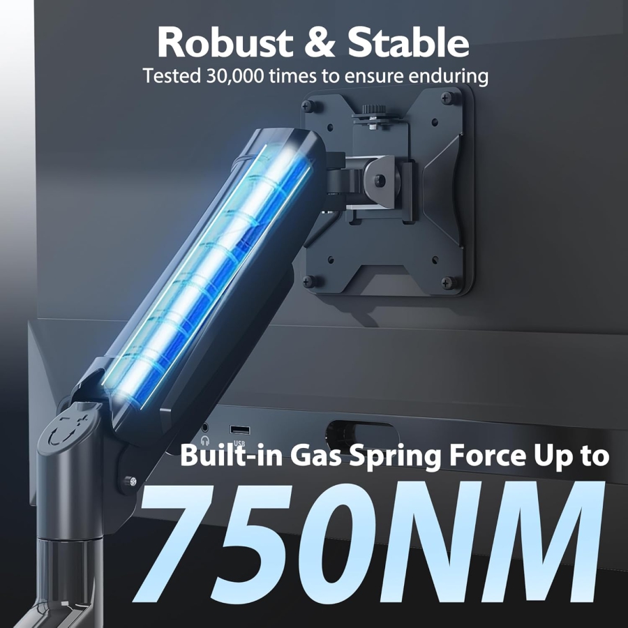 Gasfeder Monitorhalterung [13-32"] 3-9kg – Voll beweglich & Ergonomisch (Ergonomischer Gasfeder-Monitorarm: Extrem langlebig, stabil & blitzschnell montiert.)